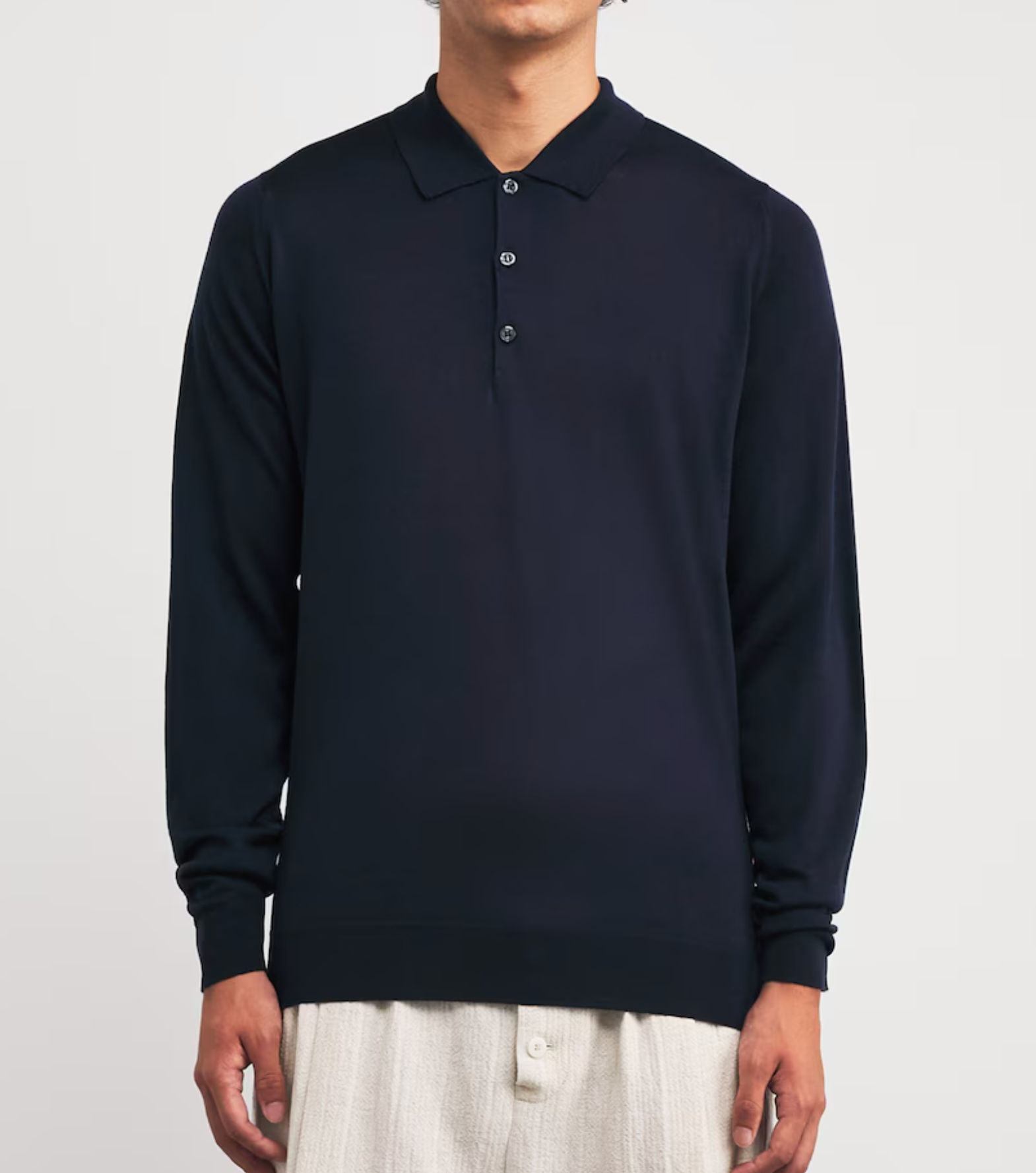 John Smedley Extra Fine Merino Long-Sleeve Herbie Polo Shirt