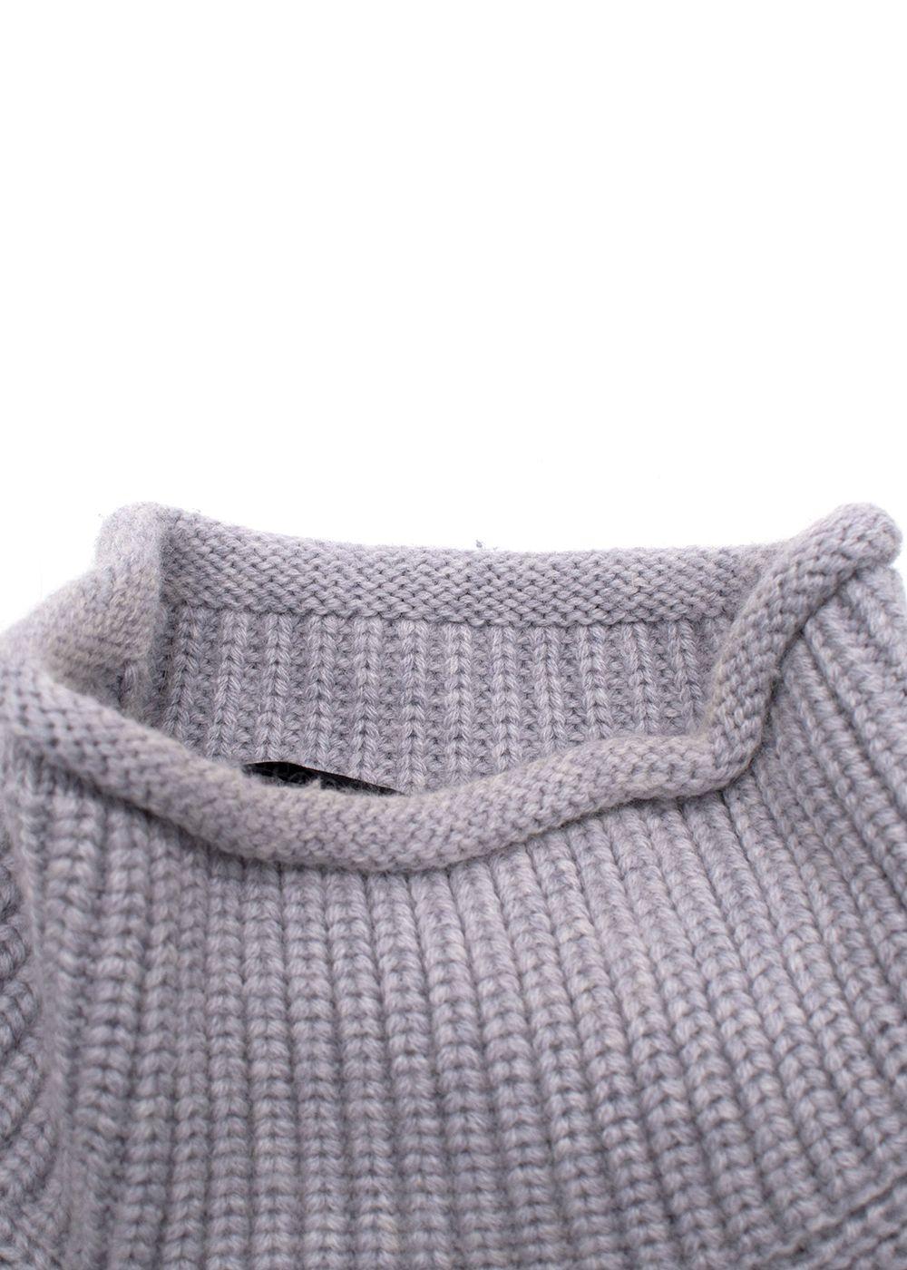 Victoria Beckham Grey Tricolour High Neck Wool Jumper