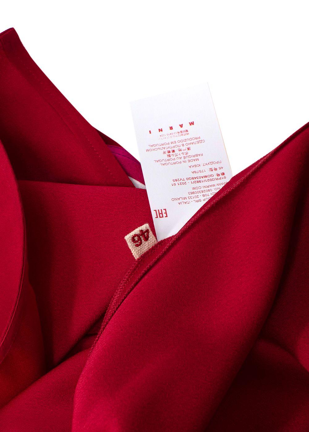 Marni Red Contrast Stripe Midi Skirt