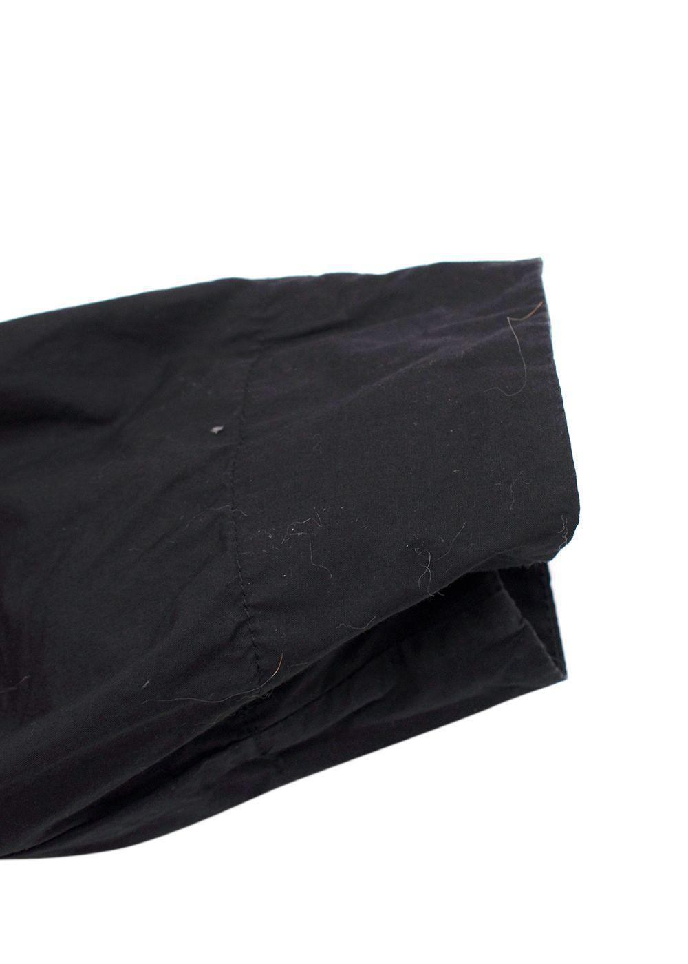 Ganni Black Cotton Poplin Open Neck Smock Midi Dress