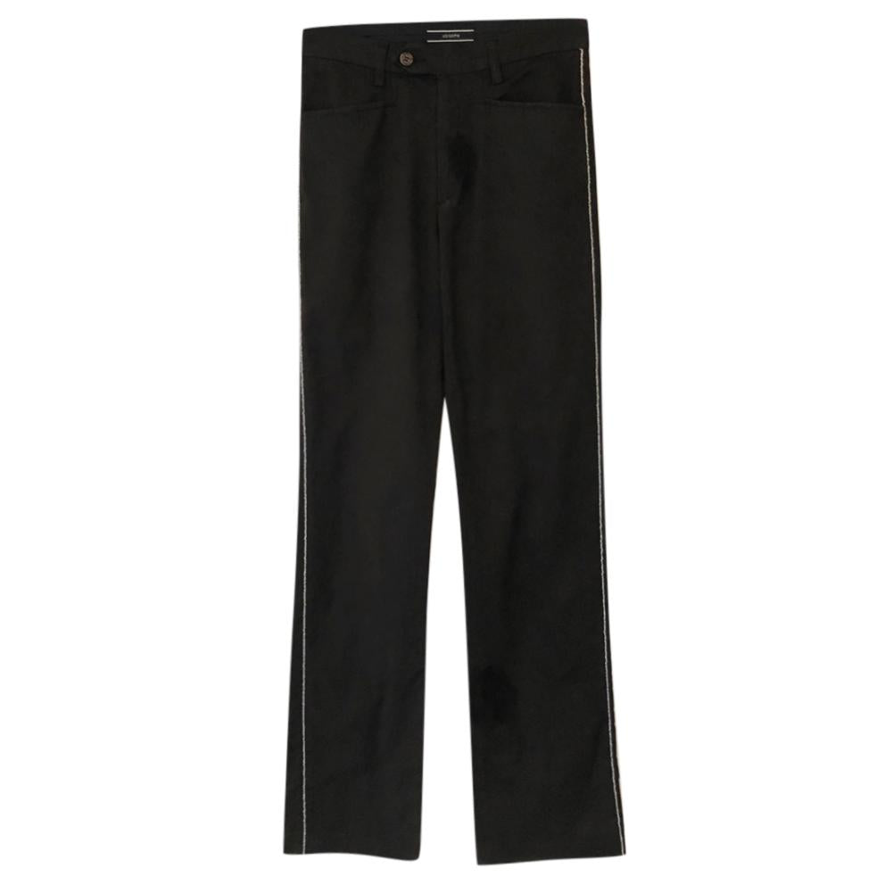 Joseph black cotton blend trousers with silver piping trim