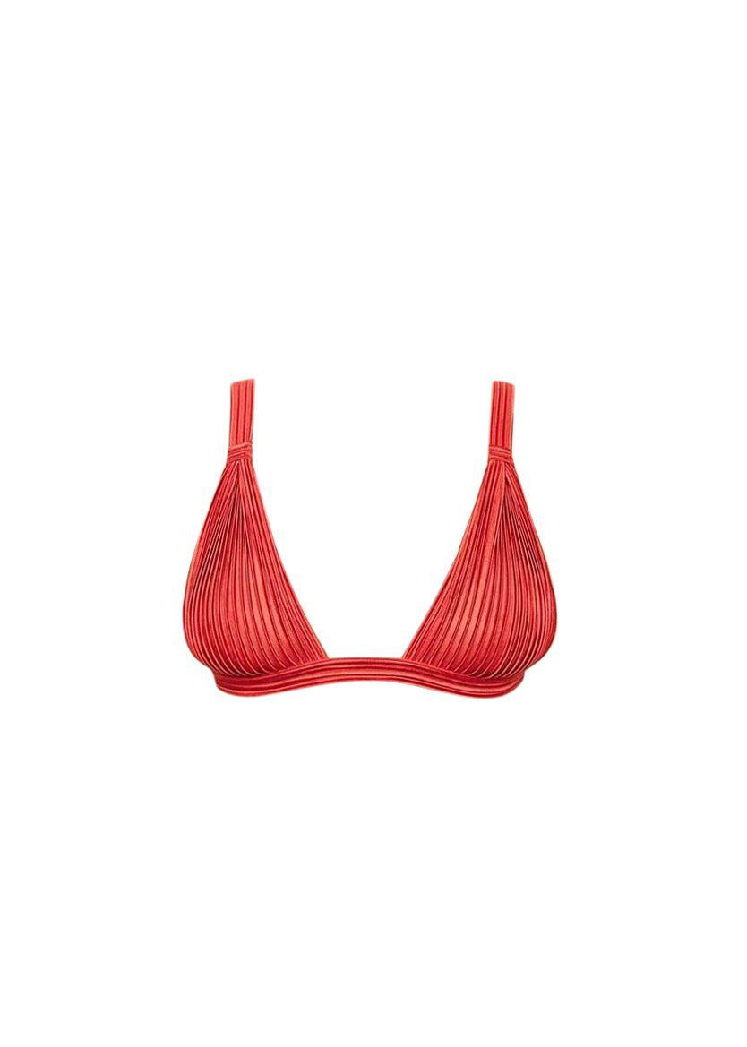 Red Tulle Nervures Triangle Bra