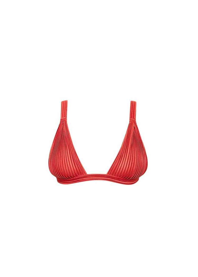 Red Tulle Nervures Triangle Bra
