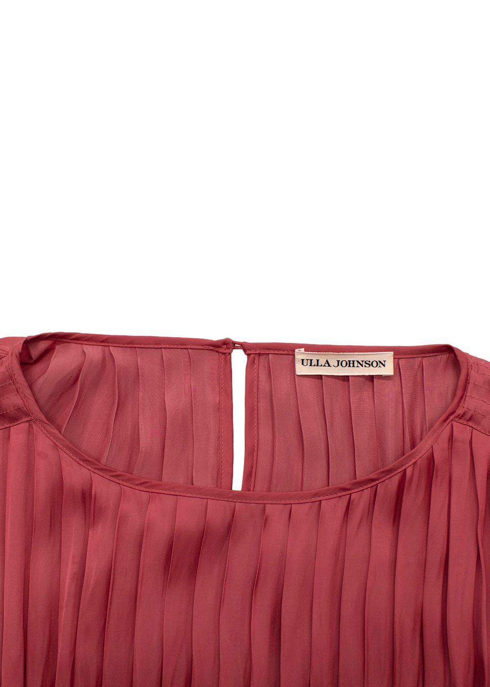Ulla Johnson Pink Pleated Striped Dress