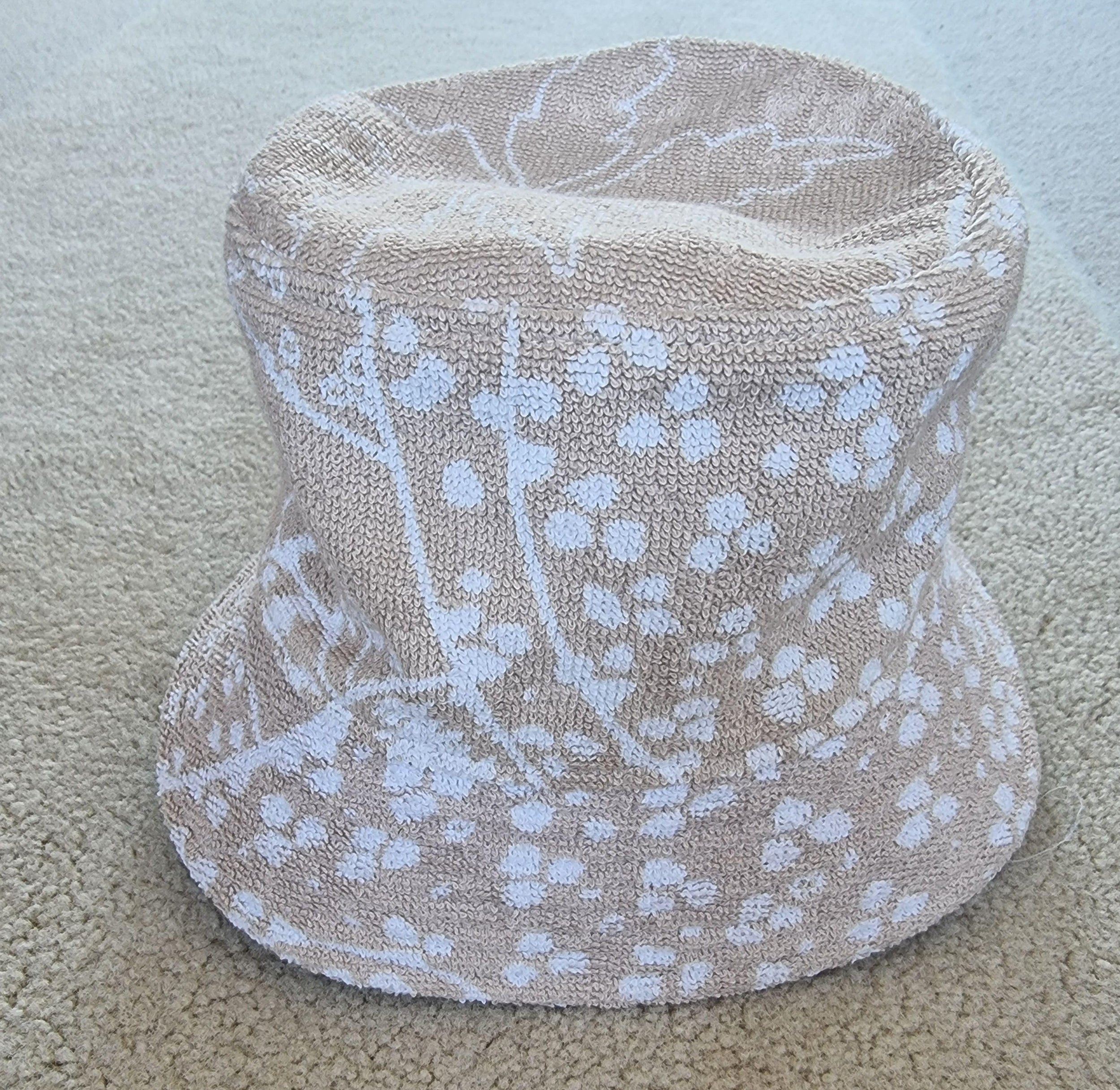 Hermes Beige Gene Les Leopards Terry Towelling Bucket Hat