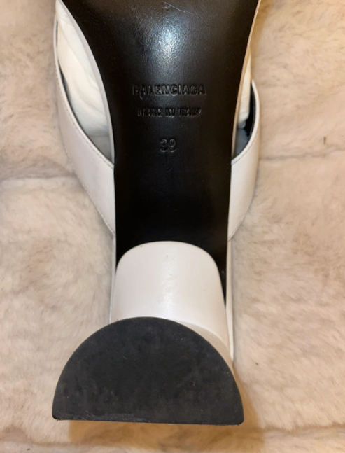 Balenciaga White Square Toe Thong Sandals