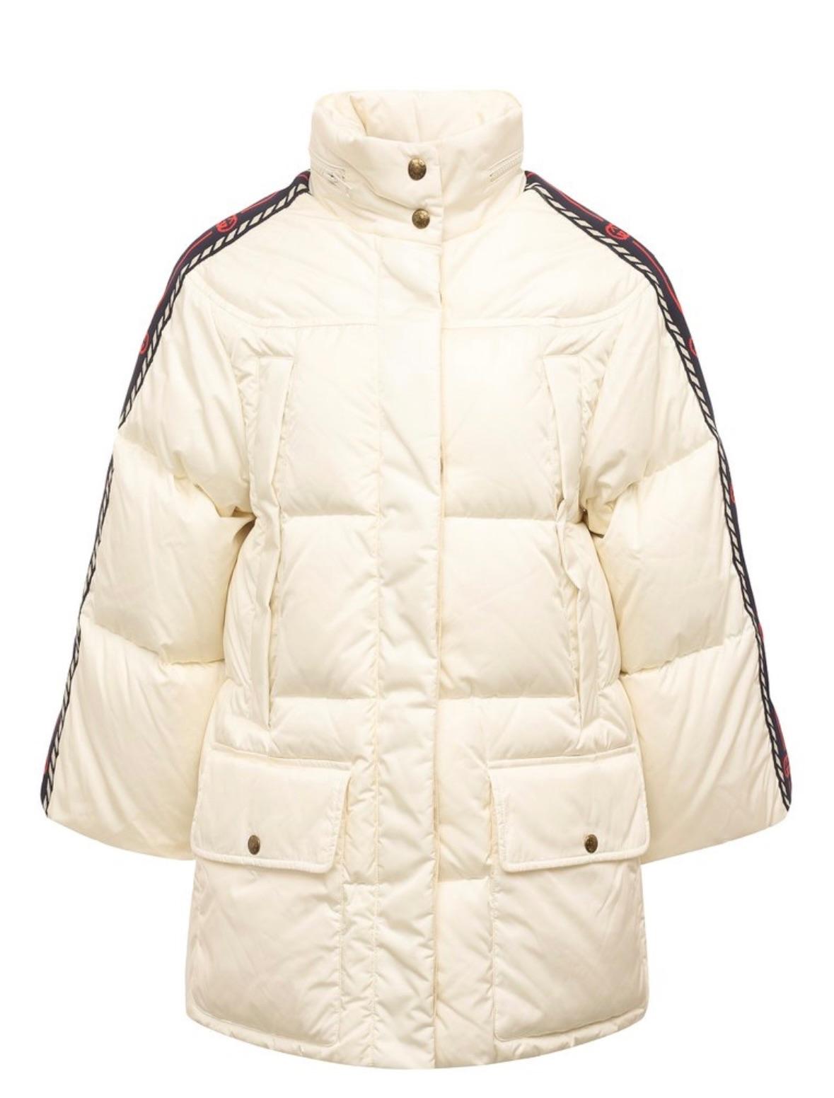 Gucci Ecru Logo Detail Padded Coat
