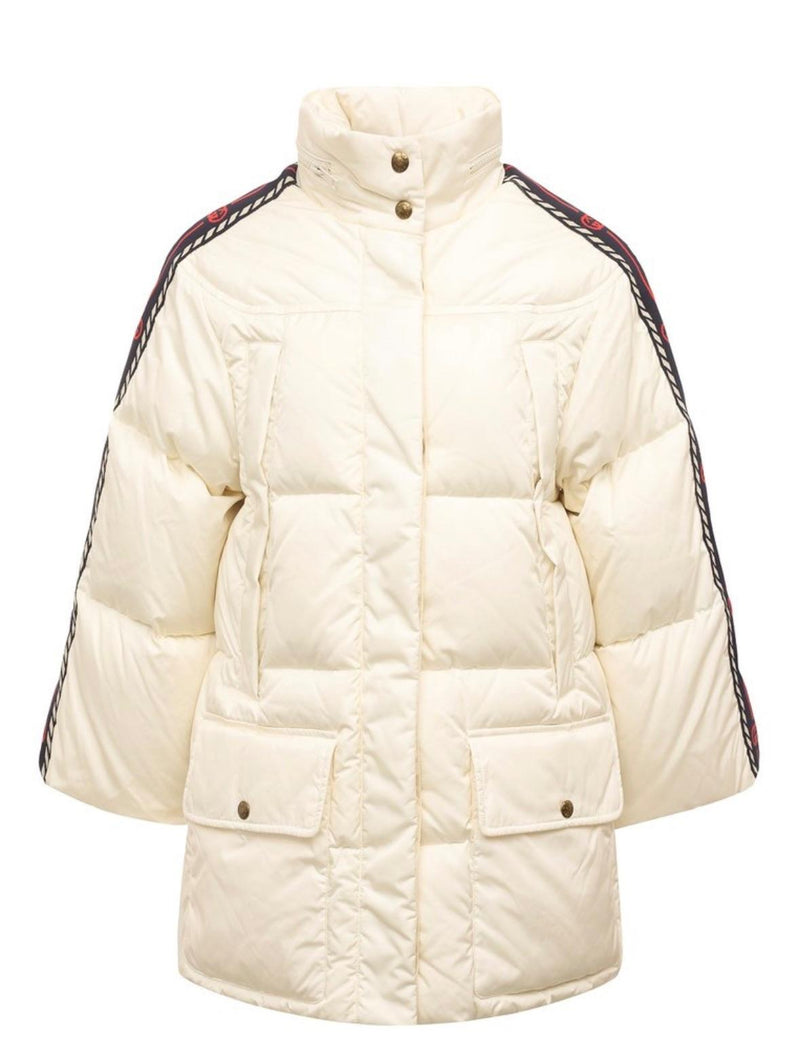 Gucci Ecru Logo Detail Padded Coat