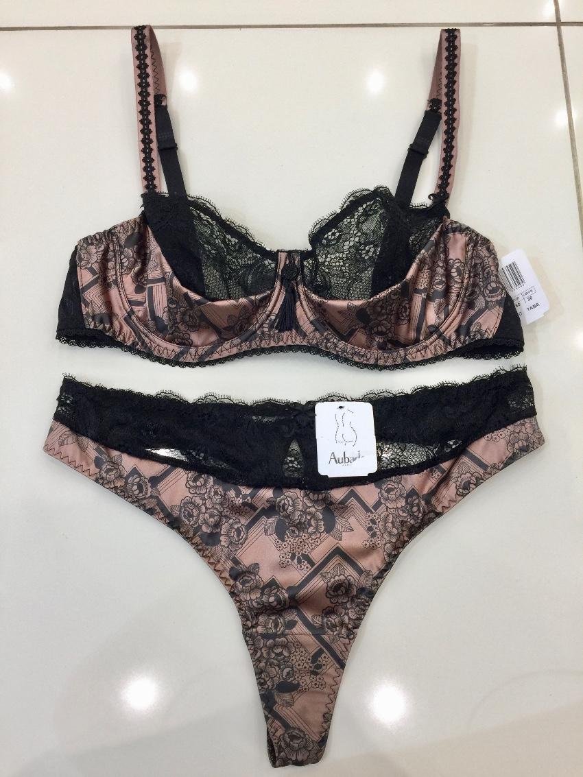 Aubade Art Deco Satin Bra & Tanga Set