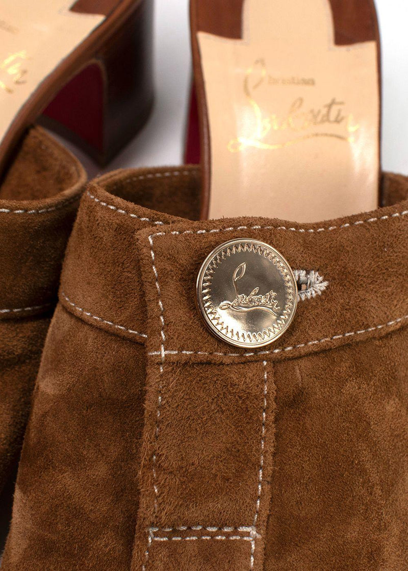 Christian Louboutin Brown Dechirago 55 Safari Suede Mules