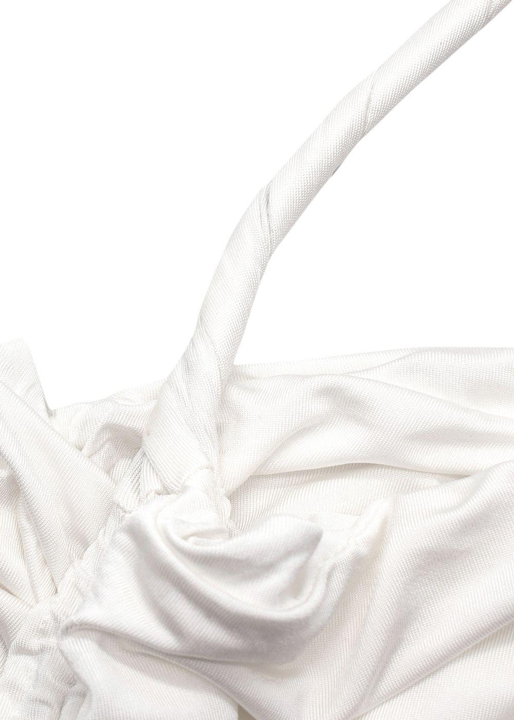 Magda Butrym White Draped Bandeau Top with Rose Applique