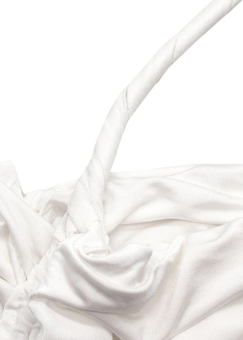 Magda Butrym White Draped Bandeau Top with Rose Applique