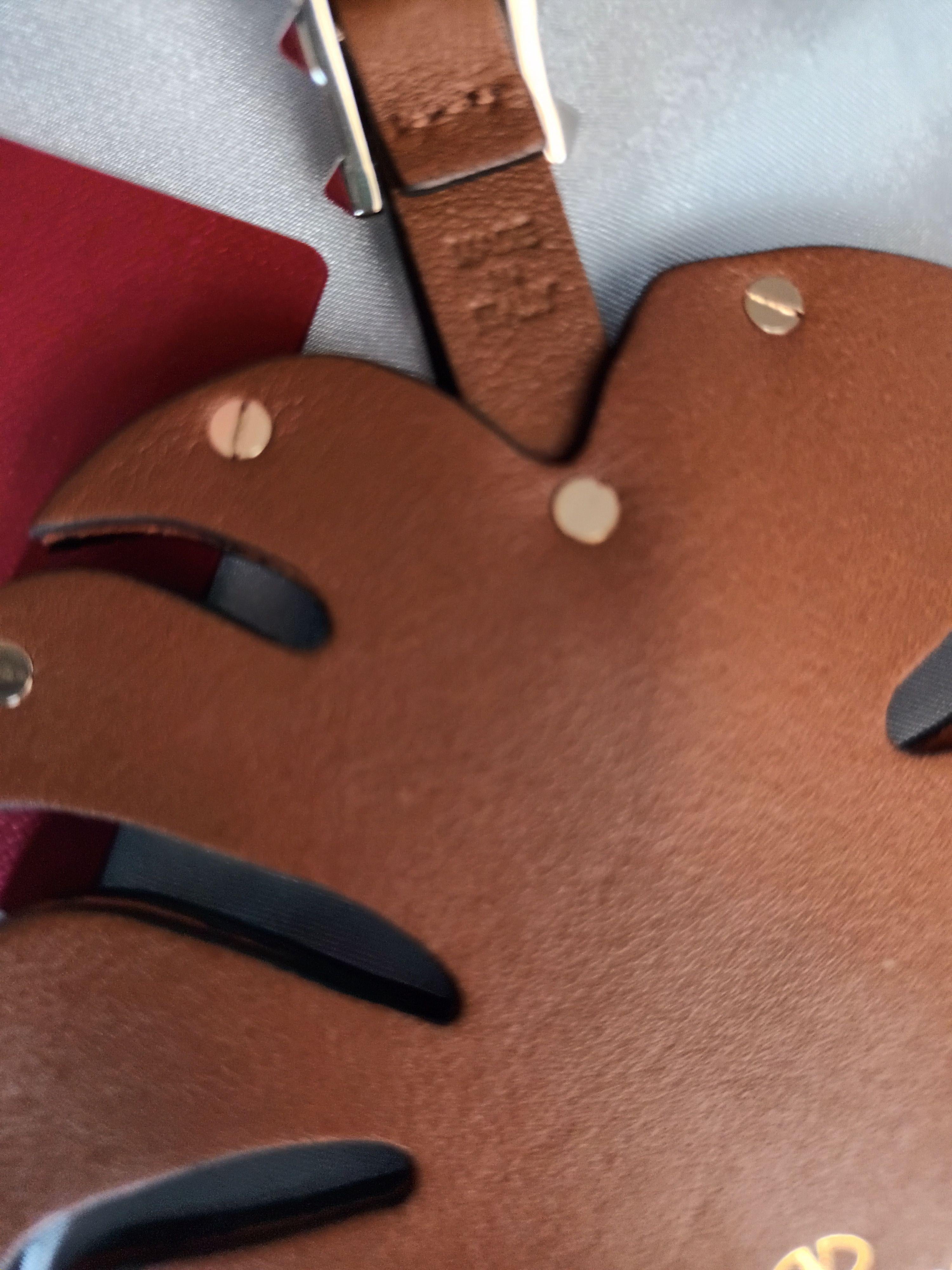 Valentino Tan Leather Monstero Leaf Keyring