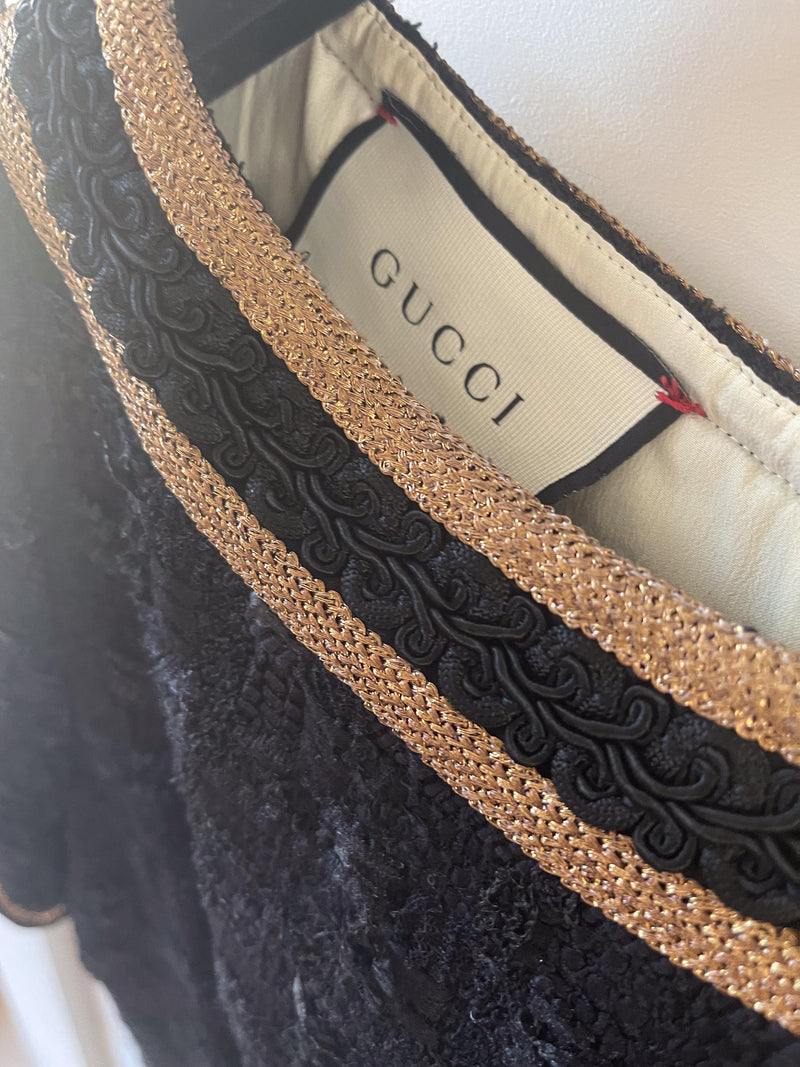 Black Boucle Shift Dress