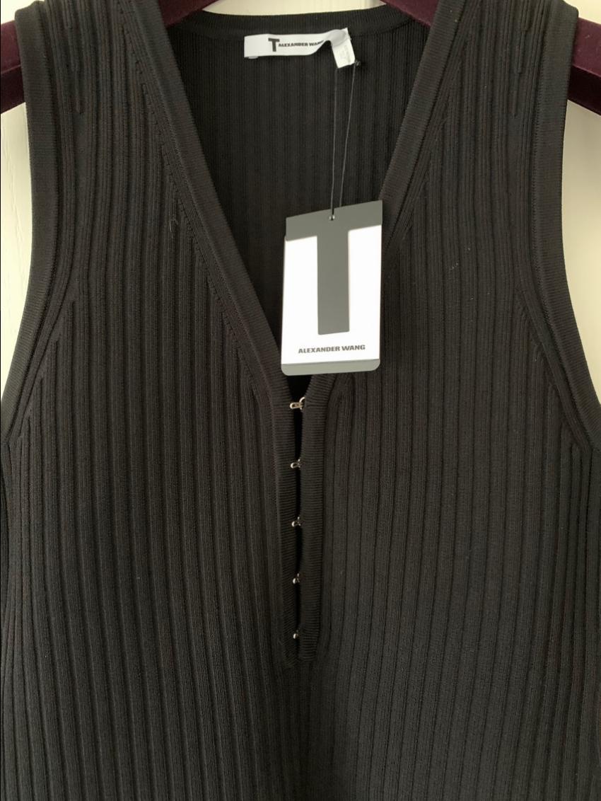 T by Alexander Wang Ribbed Black Mini Dress