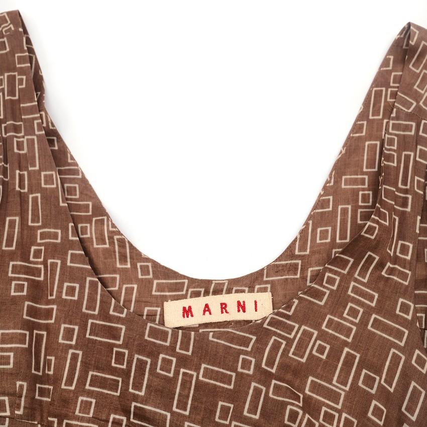 Marni Brown Printed Belted Dress