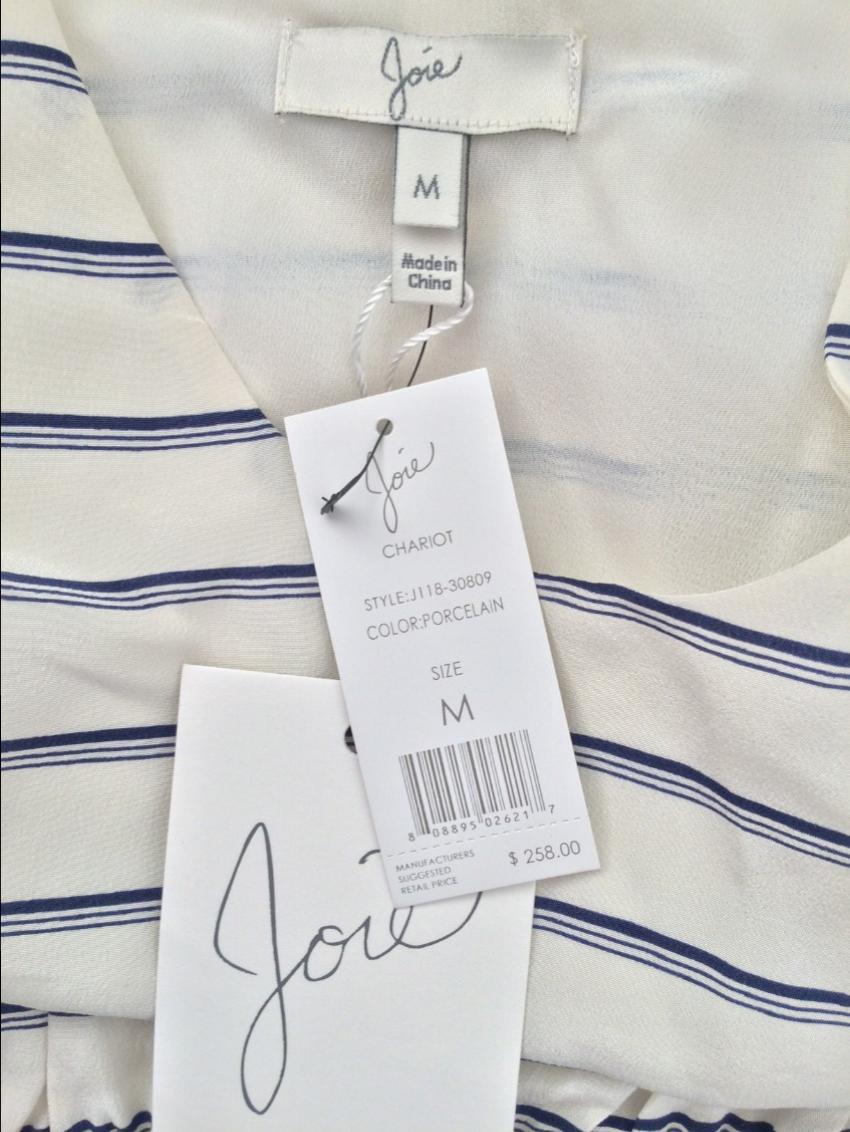 Joie Porcelain Silk Striped Dress