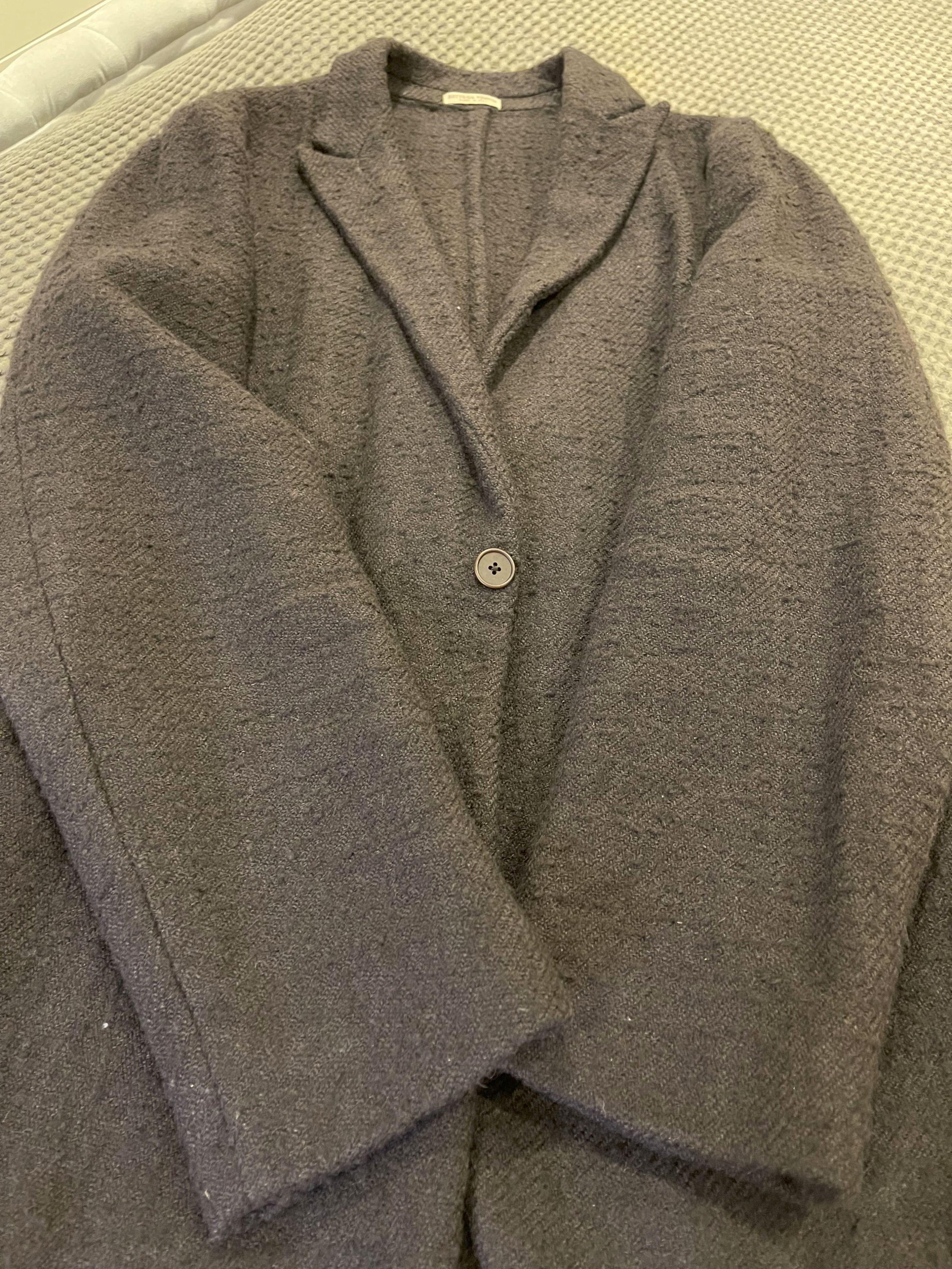 Brown Textured Hemp Blend Single Breasted Blazer