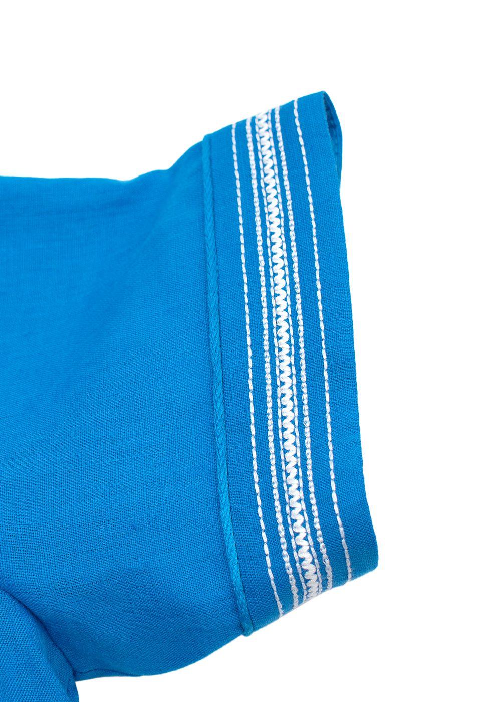 Loro Piana Blue flax embroidered hem shift dress