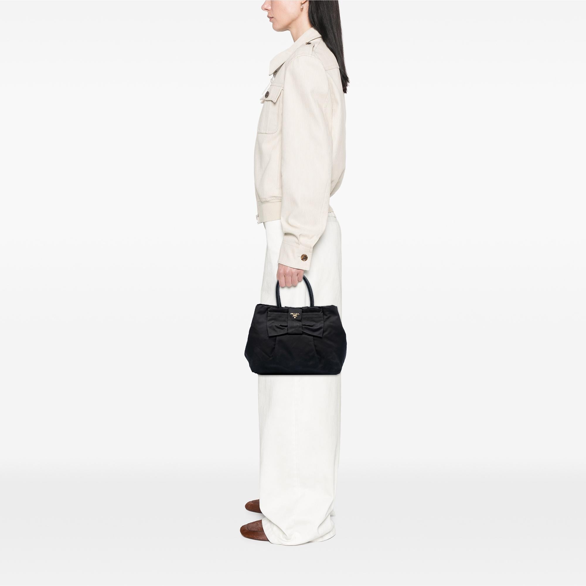Prada Black Tessuto Fiocco Bow Tote