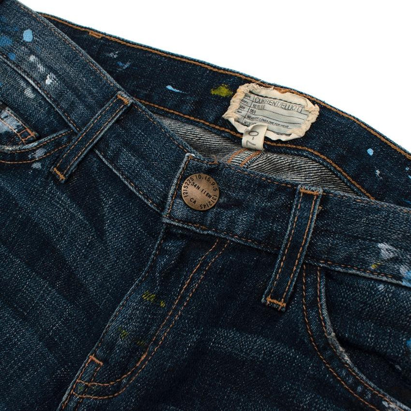 Current Elliott Blue Denim The Skinny Paint Jeans