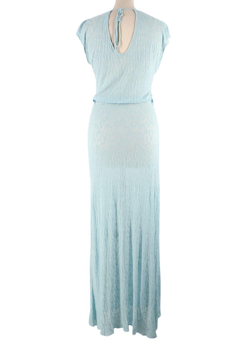 Melissa Odabash Light Blue Fine Knit Beach Cover Up Maxi Dress