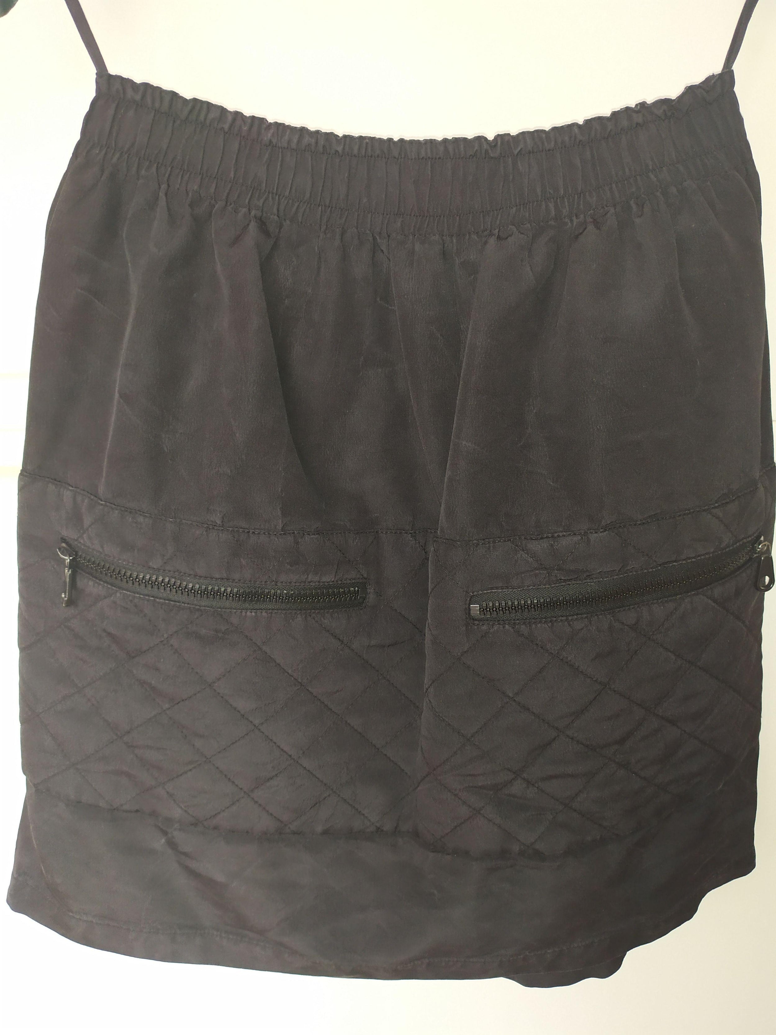 Quilted CC Logo Silk Skirt