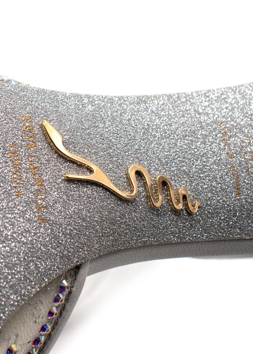 Rene Caovilla White Embellished Cinderella 75 Slingbacks