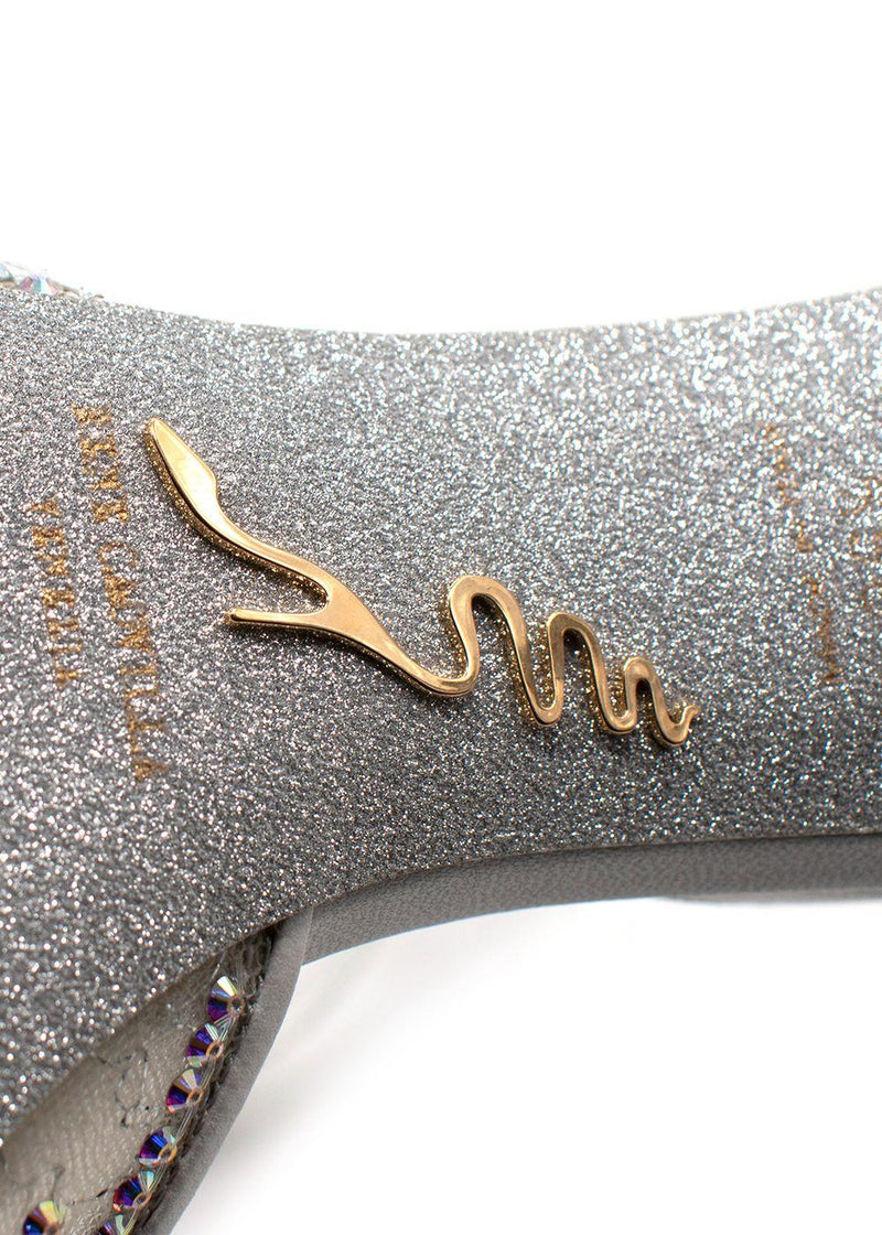 Rene Caovilla White Embellished Cinderella 75 Slingbacks