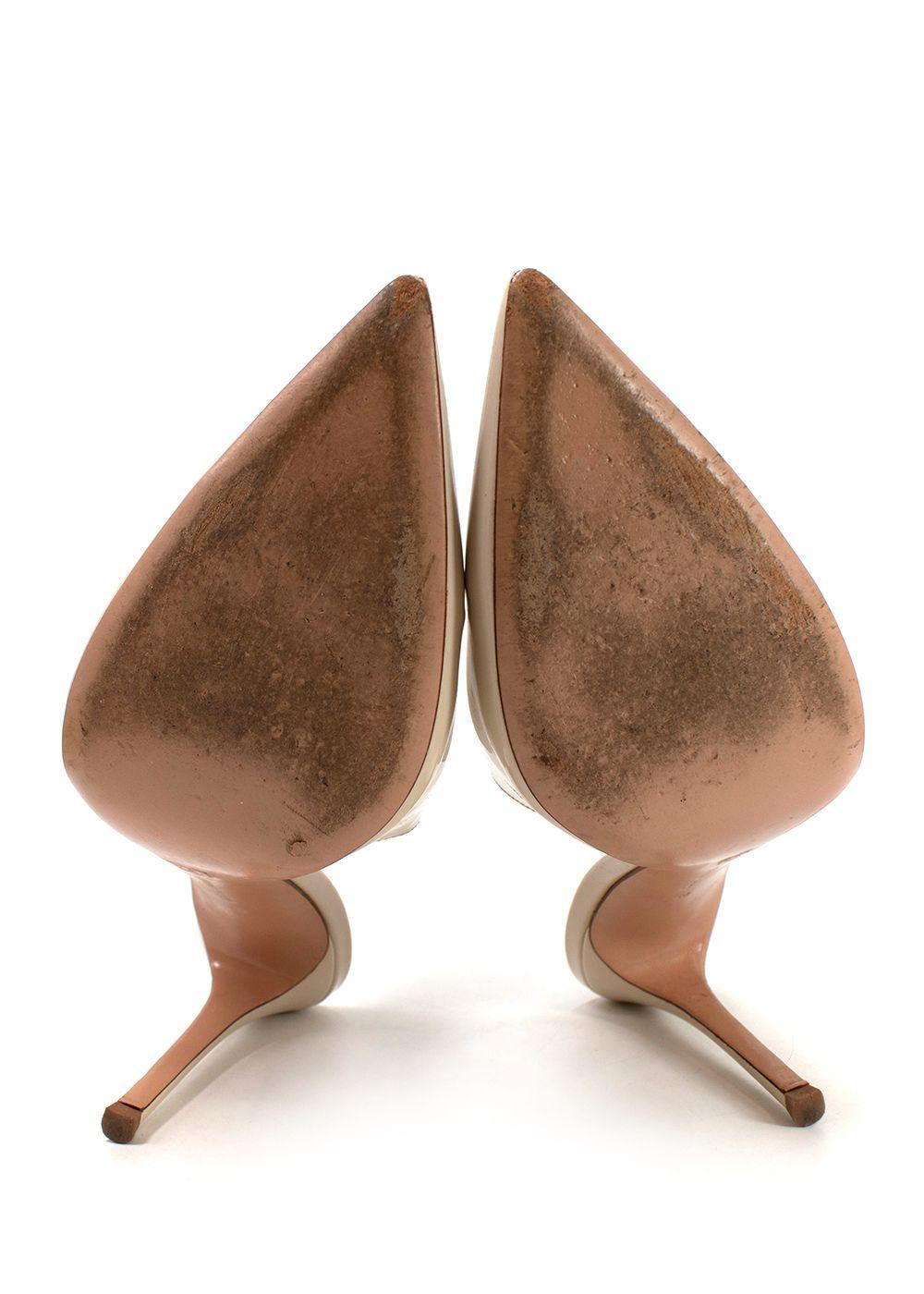 Gianvito Rossi Beige Patent Leather Aramis Mules
