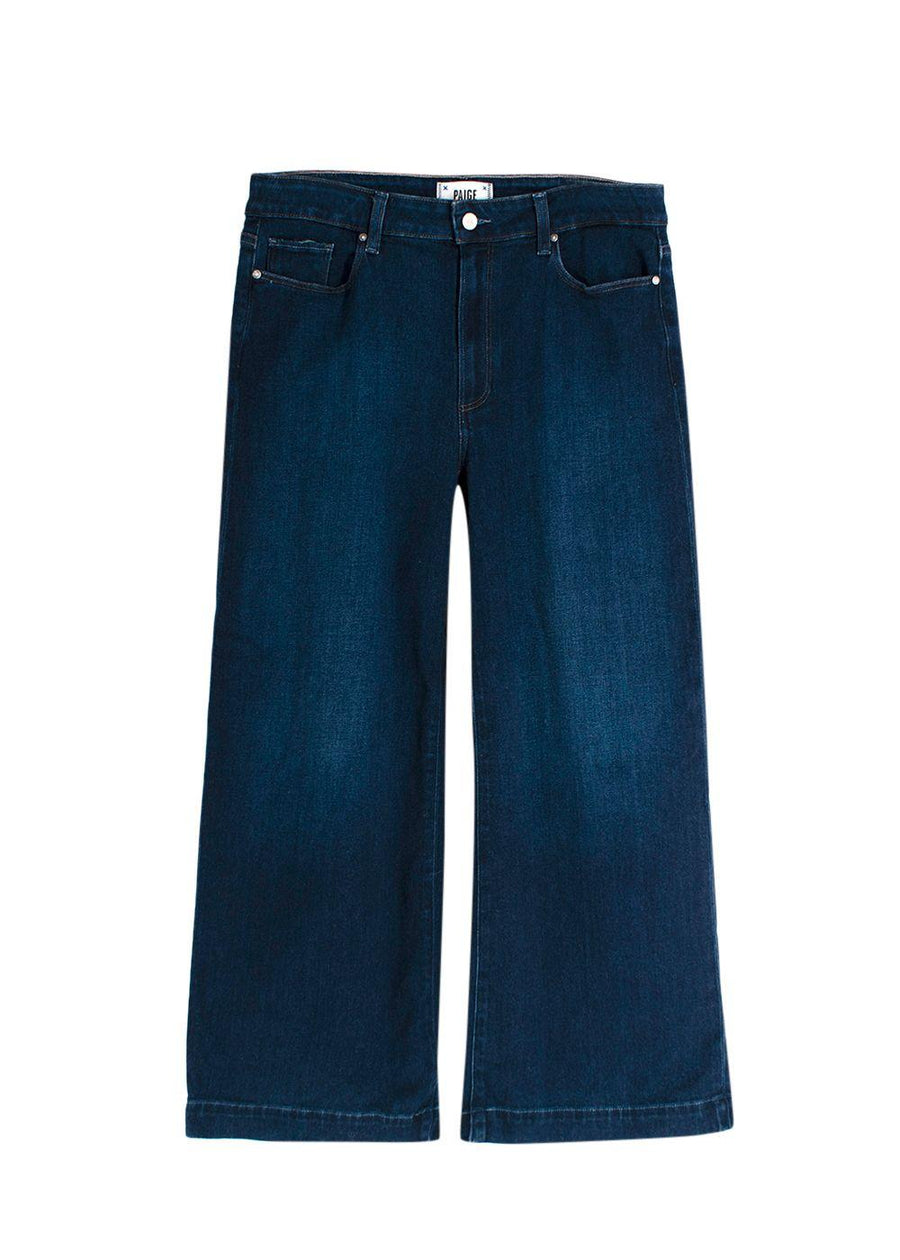 Paige Dark Blue Wash Anessa Cropped Leg Jeans