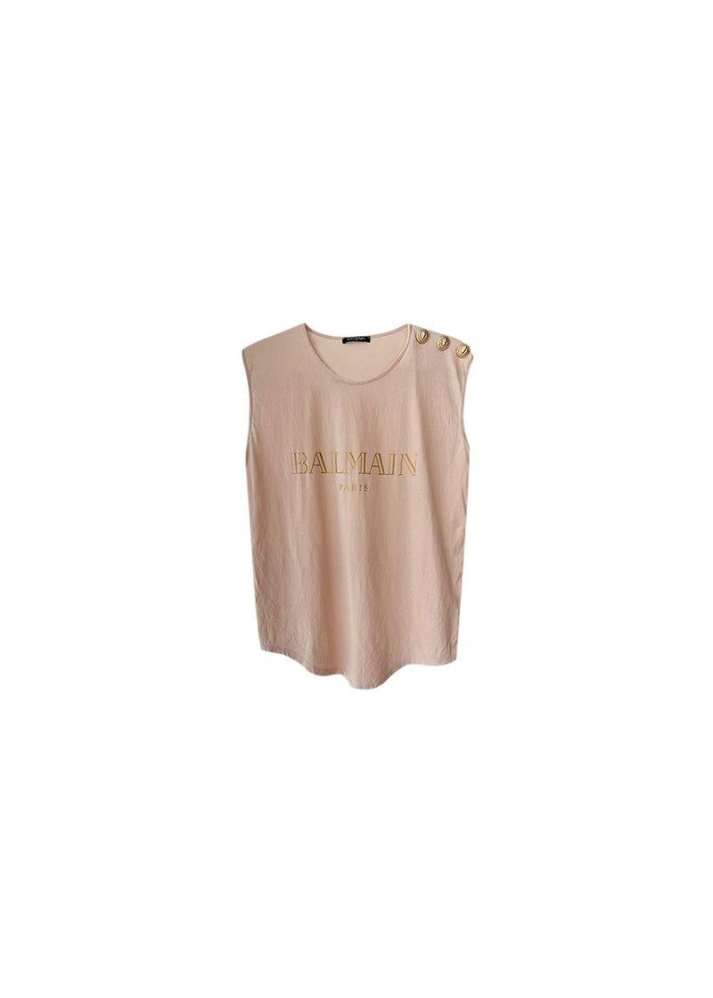 Pale pink cotton jersey logo T-shirt