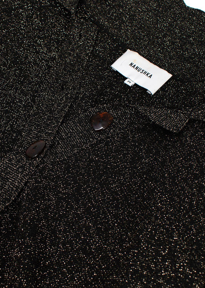 Nanushka Black & Gold Lurex Longline Shirt
