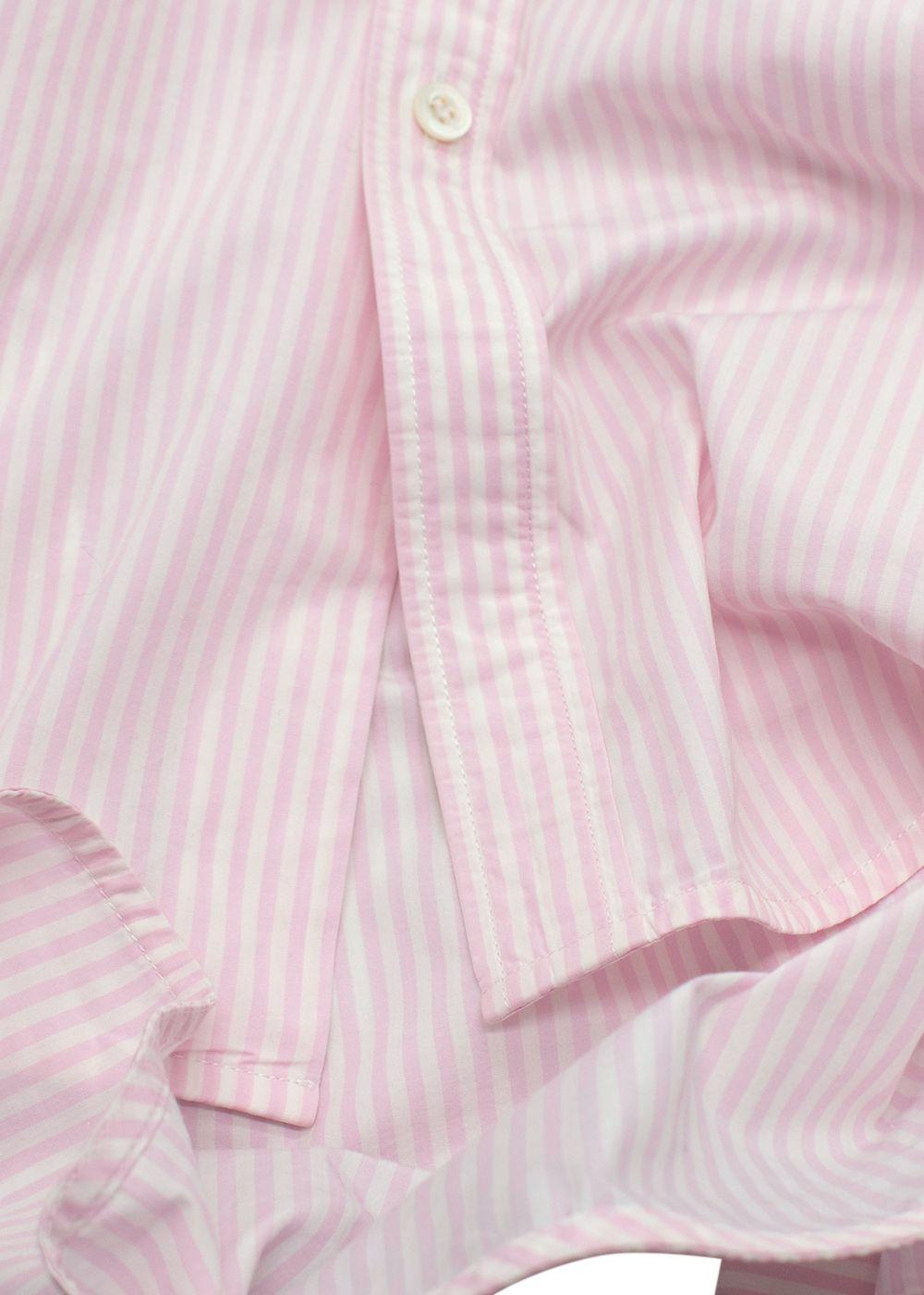 Balenciaga  Pink Striped Shirt with Neck Tie and Logo Detail