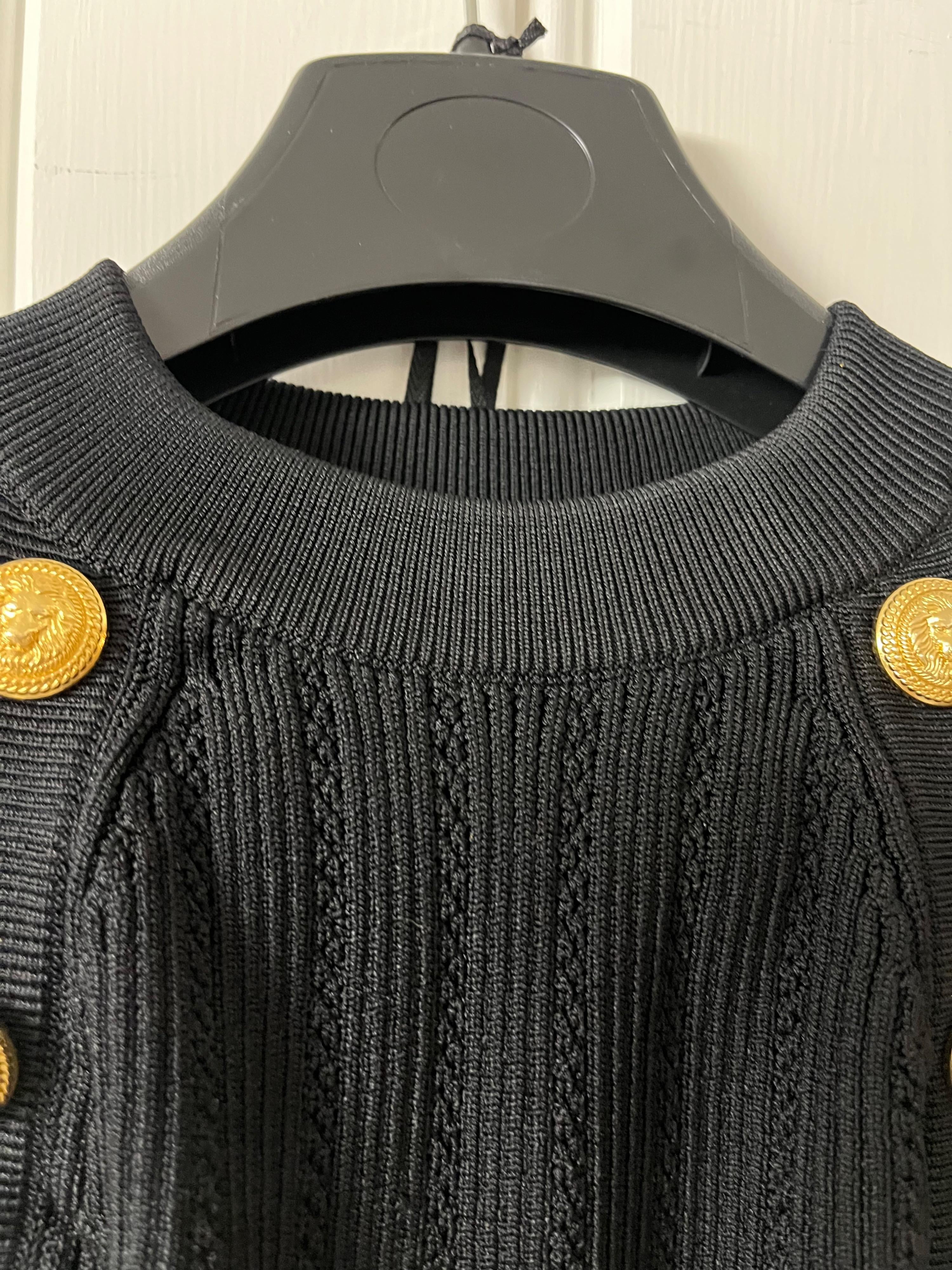 Balmain Black Knitted Crop Top