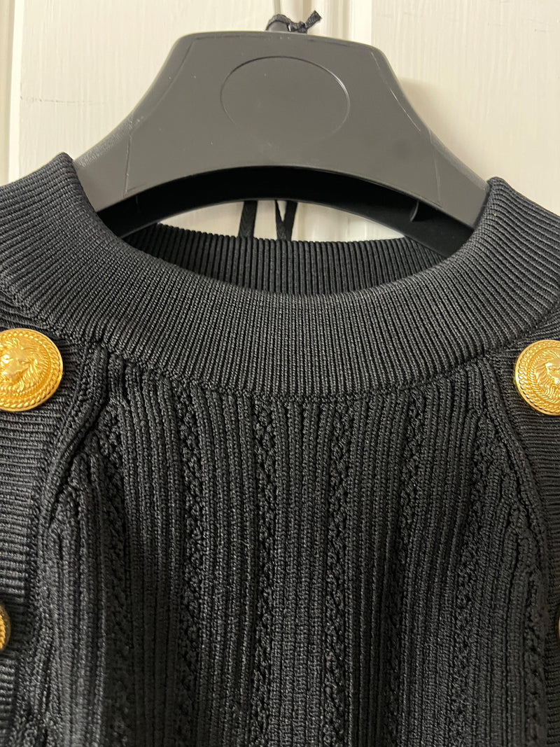 Balmain Black Knitted Crop Top