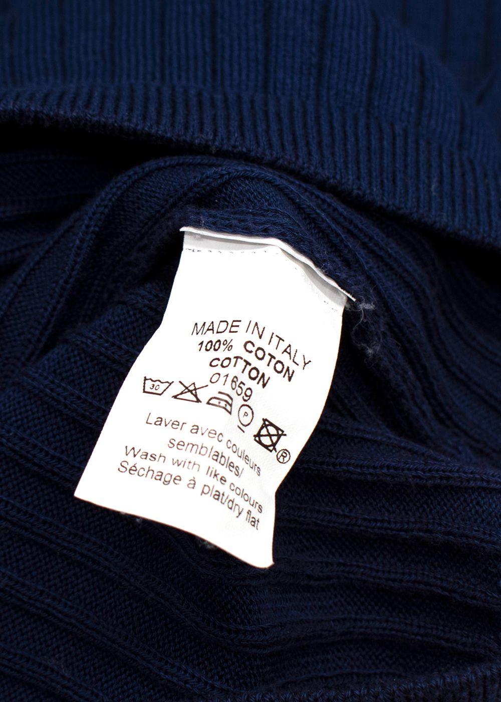 Courreges Royal Blue Ribbed Short Sleeve Basic Tee