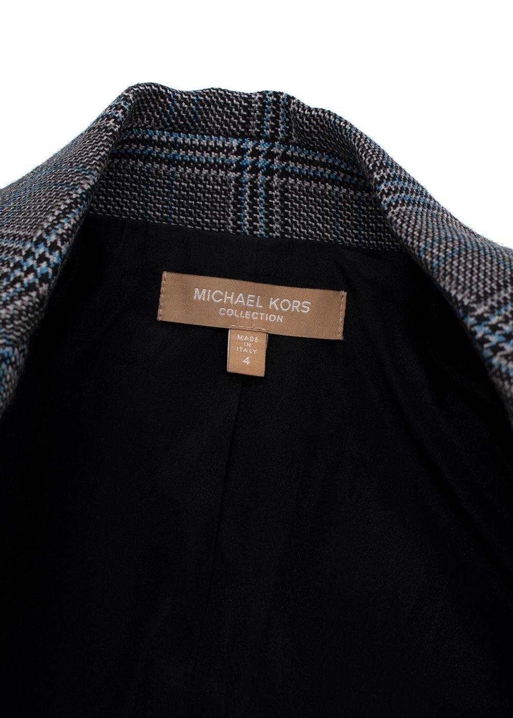 Michael Kors Grey Check Wool Single Breasted Blazer