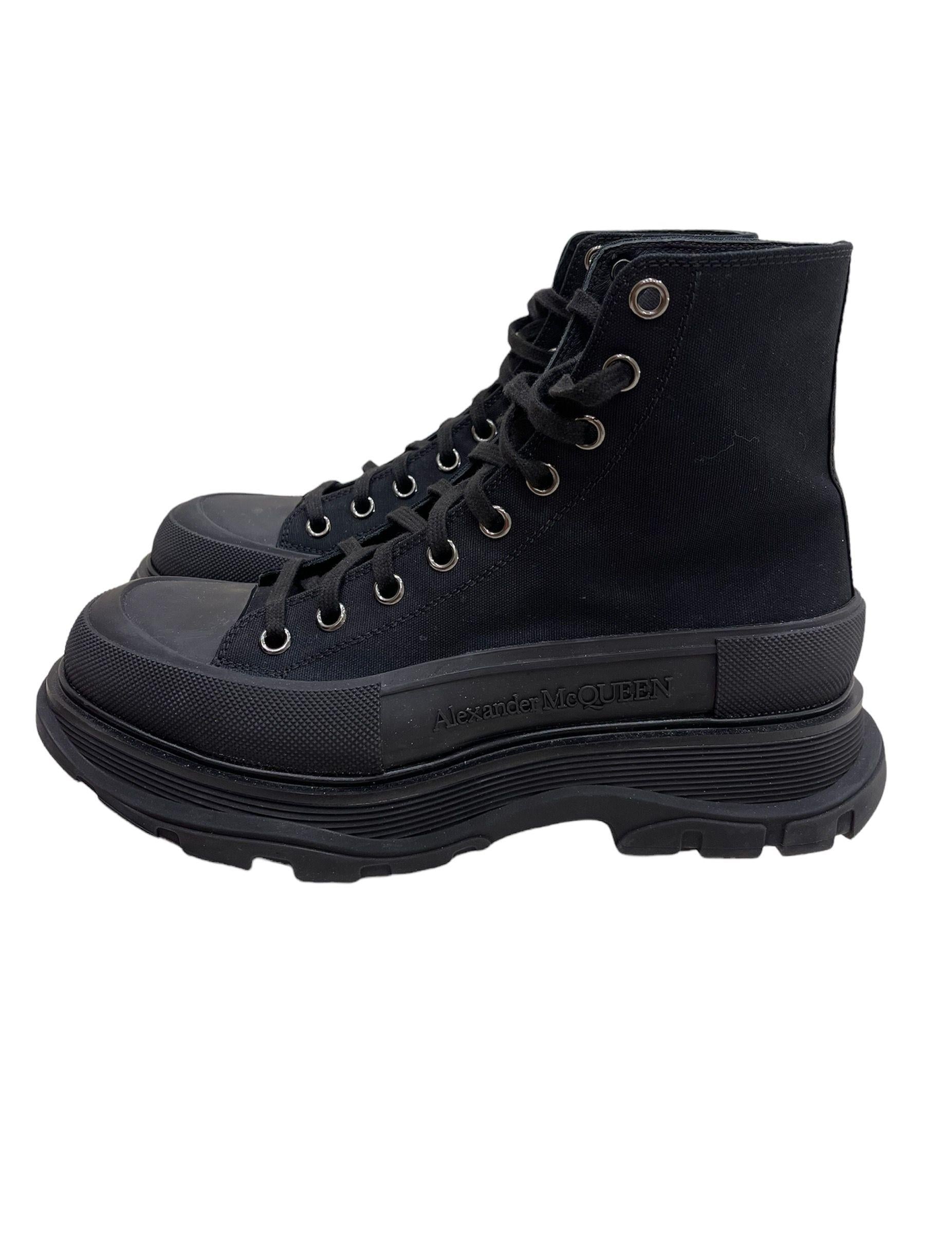 Black Canvas Tread Sneakers