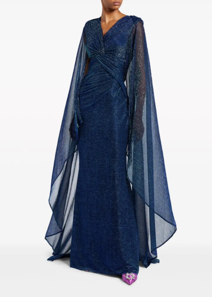 Knot Detail Cape Maxi Dress