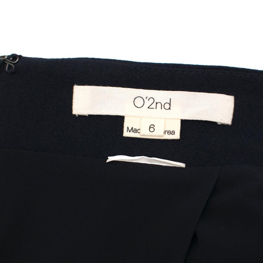O'2nd Navy Crepe Mini Skirt with Green Trim