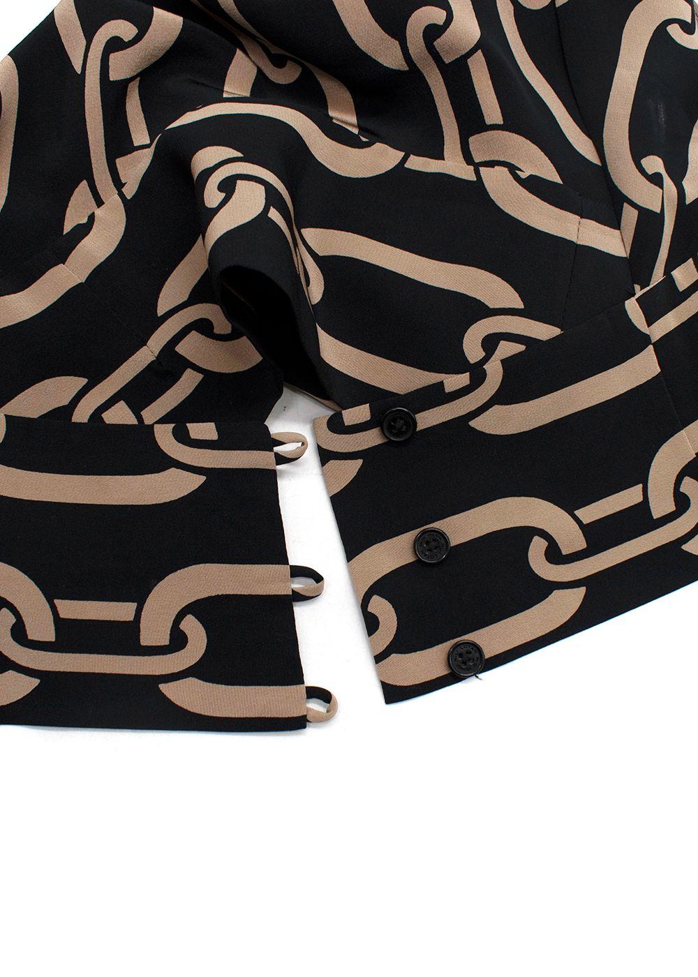 Nili Lotan Black Agathe Chain Print Silk Halterneck Top