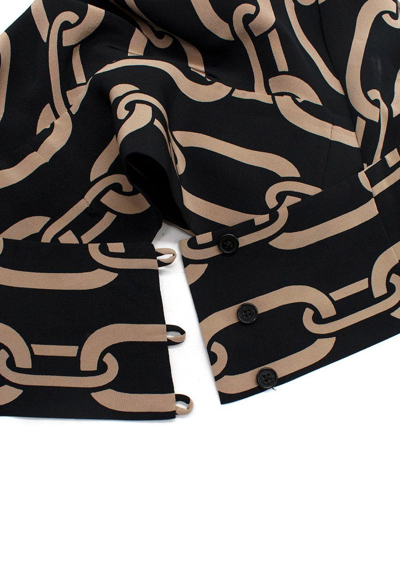 Nili Lotan Black Agathe Chain Print Silk Halterneck Top