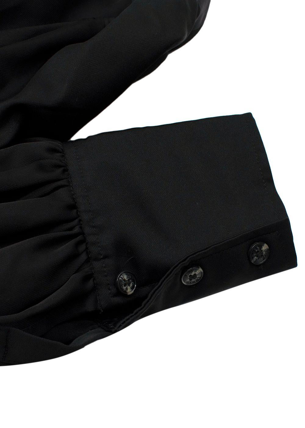 Ganni Black V Neck Ruched Blouse