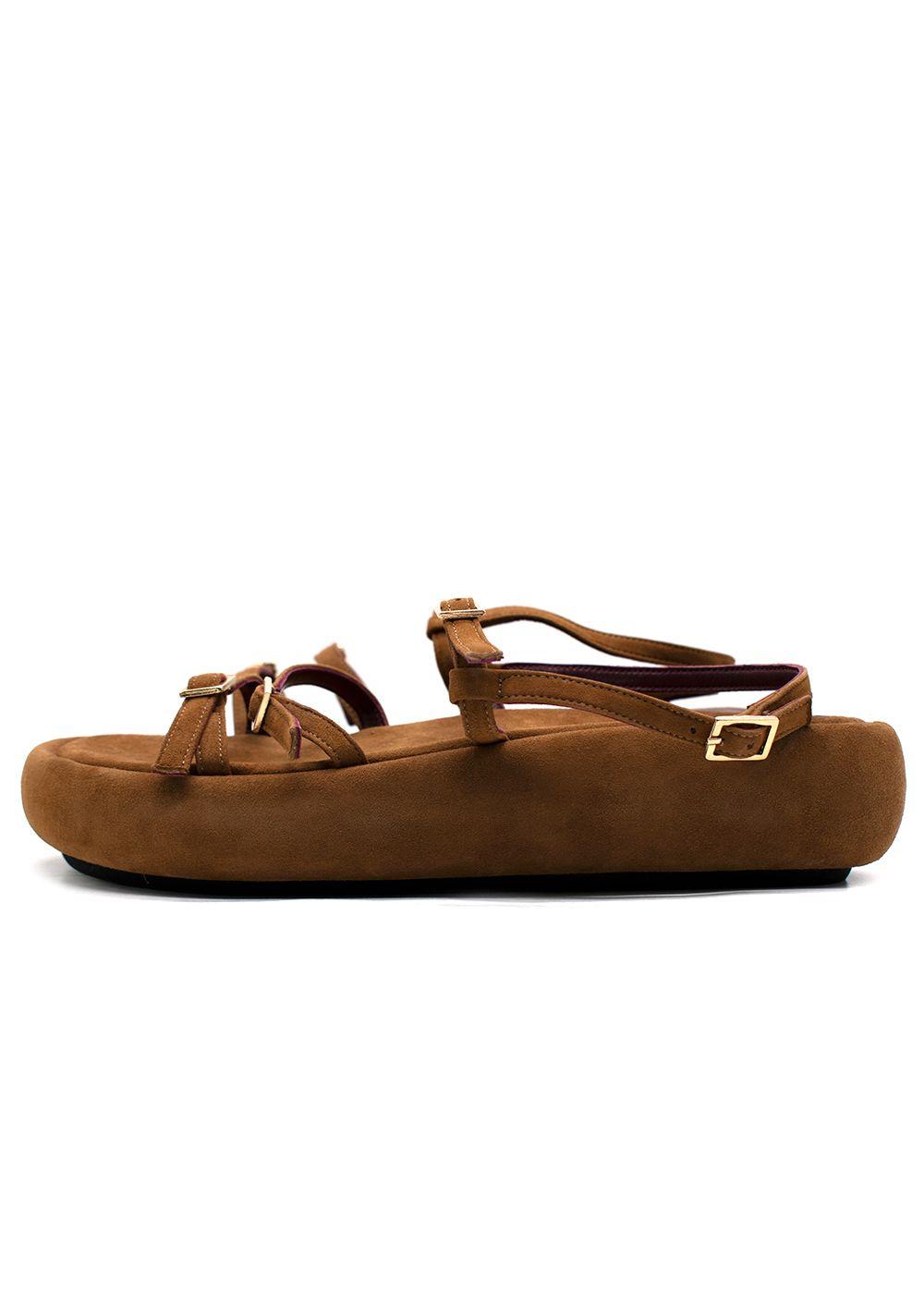 Manu Atelier Tobacco Suede Cage Chunky Slides