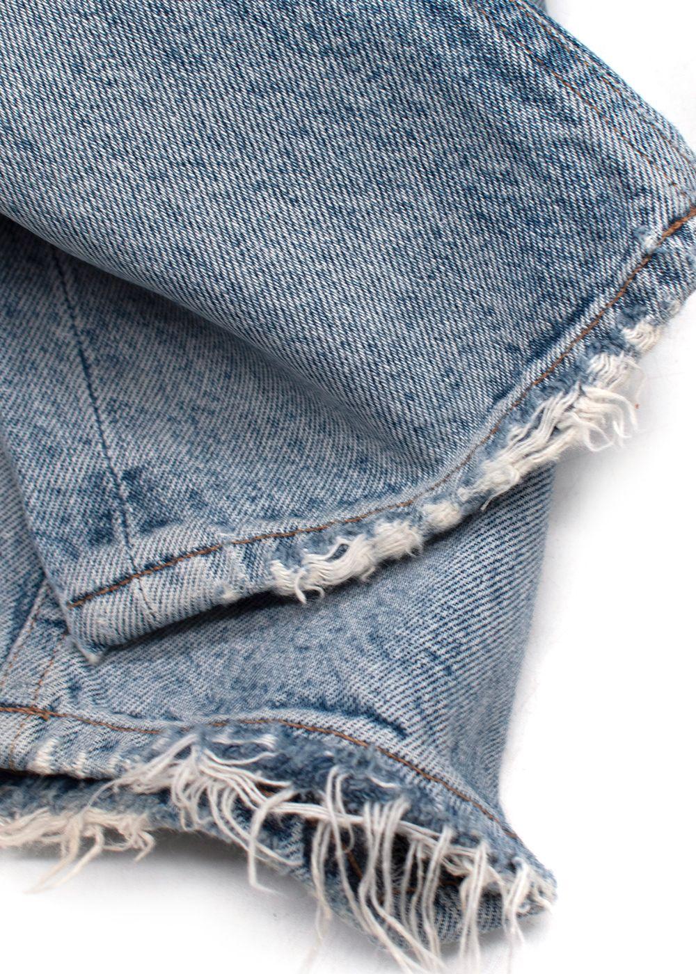 Agolde Blue High Waisted Frayed Hem Denim Jeans