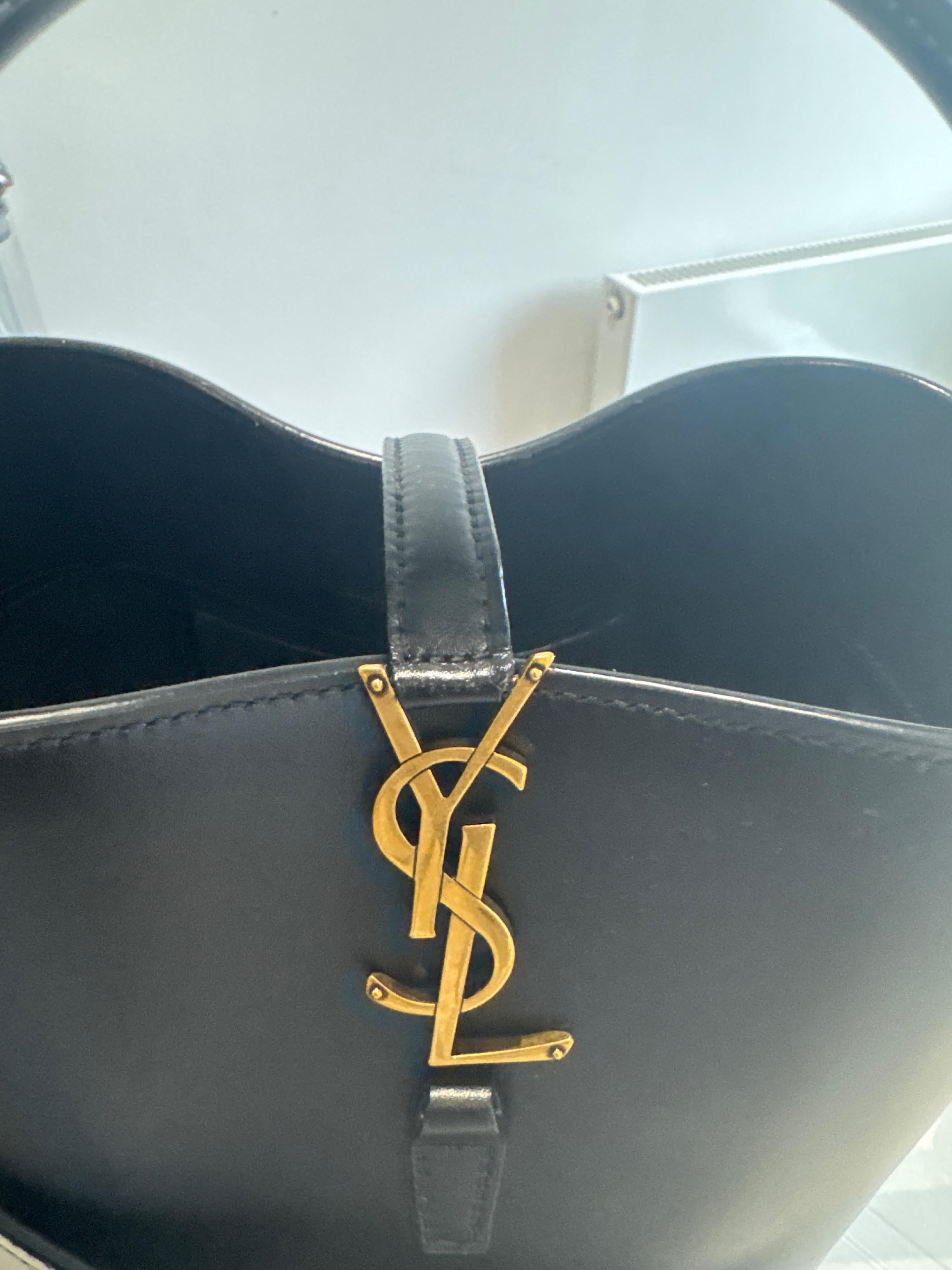 Saint Laurent Black Leather Bucket Bag