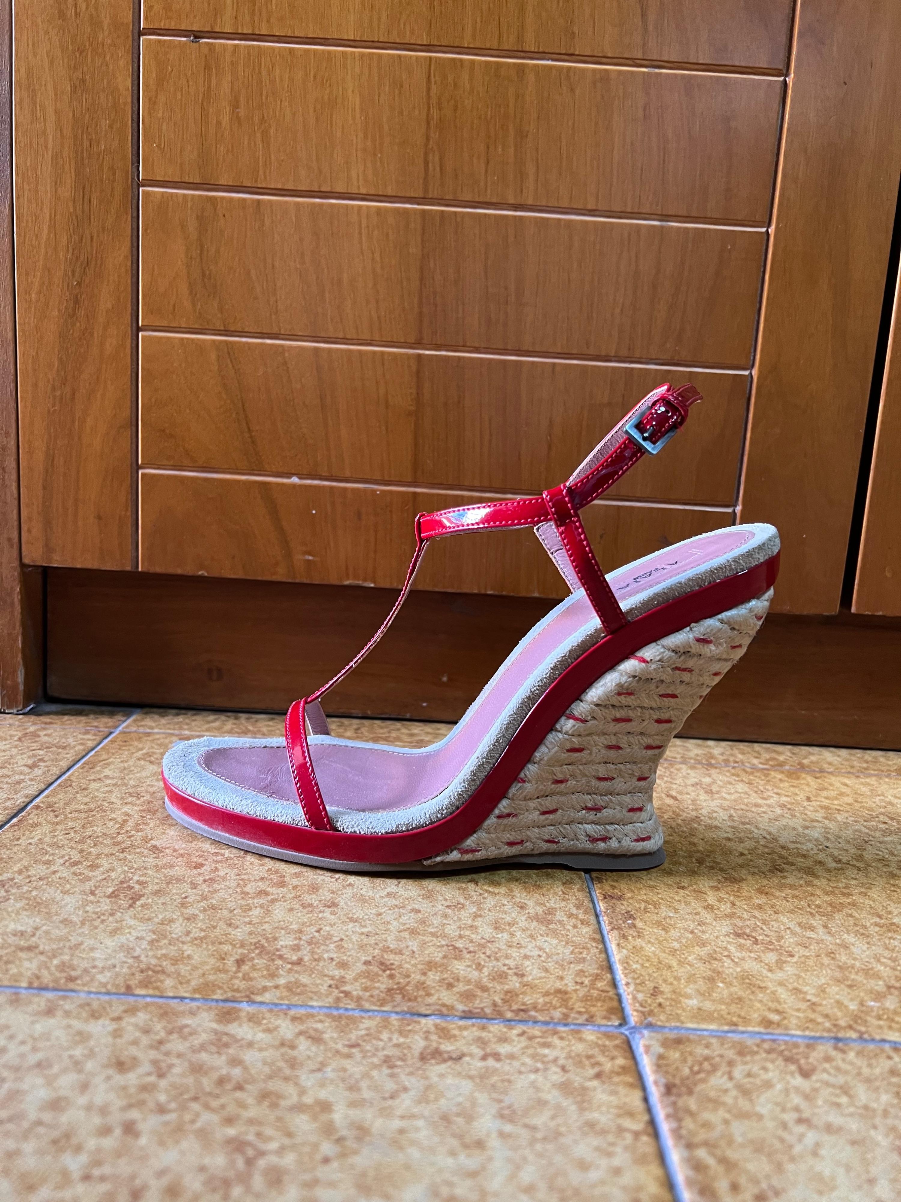 Strappy Patent Espadrille Wedges