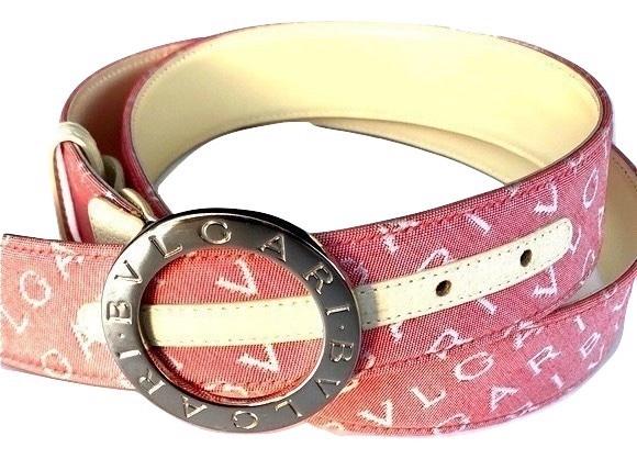 Bvlgari Pink Canvas Logo Belt