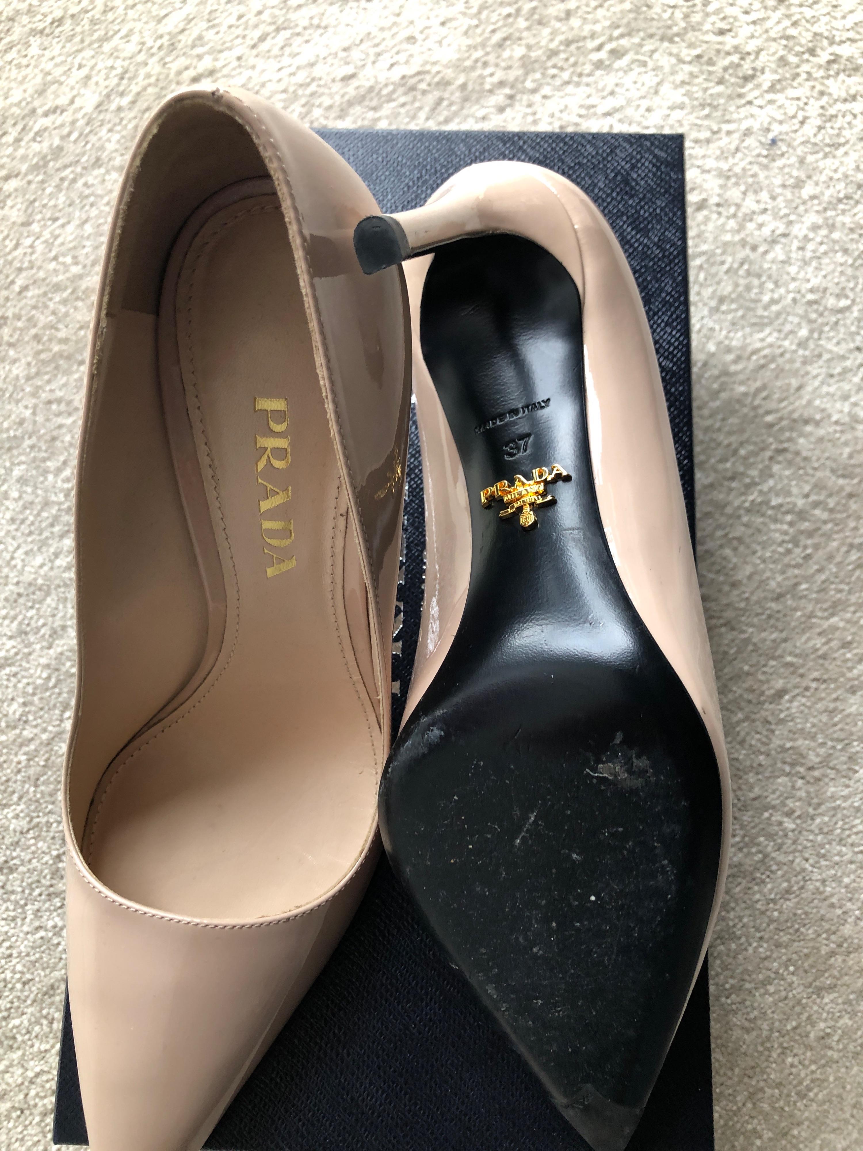 Prada Nude Patent Leather Stiletto Heels